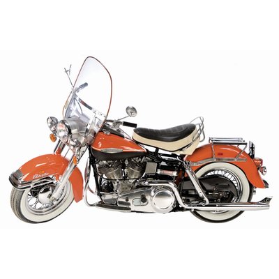 S-pipe. Stock 1-3/4" diameter crossover headpipes that are not connected to each other. Re-use stock hardware. Incl. Paughco 725L clamp. Swingarm frames. Kick & e-start. Heatshield right rear snail 903568, left rear header 903573. 
Note: The S-pipe system is a 2-piece front header, like OEM, which is flattened to fit between generator and frame tube for improved ground clearance in right turns. 
Note: Heatshields must be ordered separately when required. When heatshields are not mentioned they are not available. 
S-PIPE; SWINGARM, E-START ONLY; INCL MLUNT BRACKET