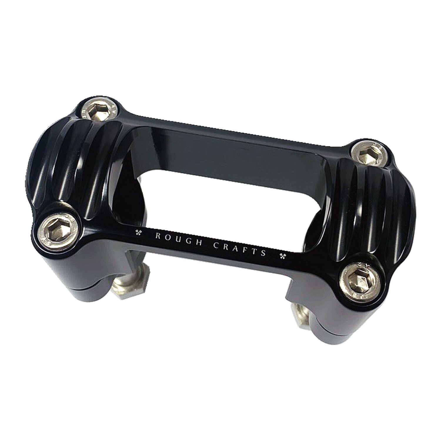 Rough Crafts, M8 Softail 1.3" finned risers, Black, Anodized