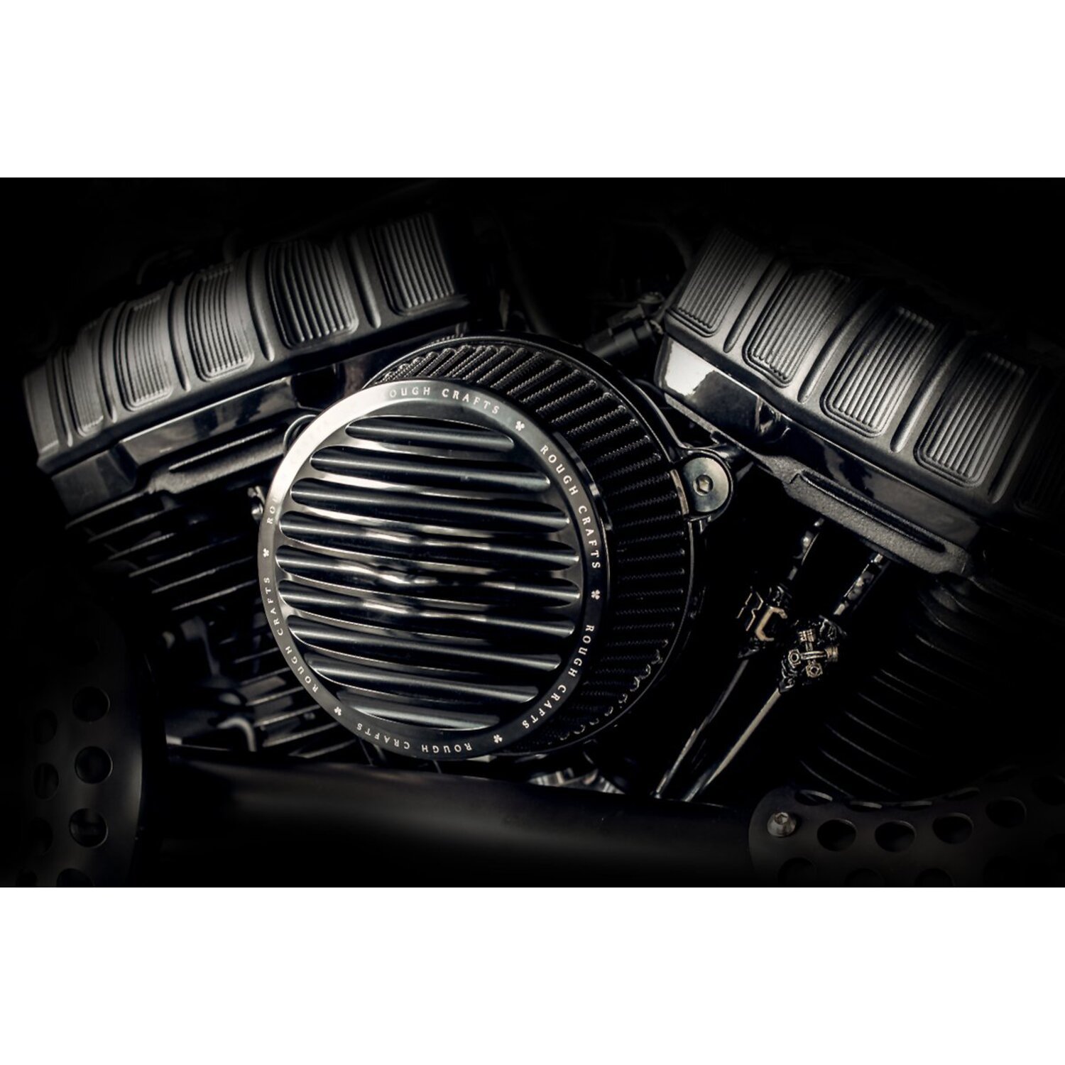 Rough Crafts, air cleaner cover for Big Sucker, Black, Matte