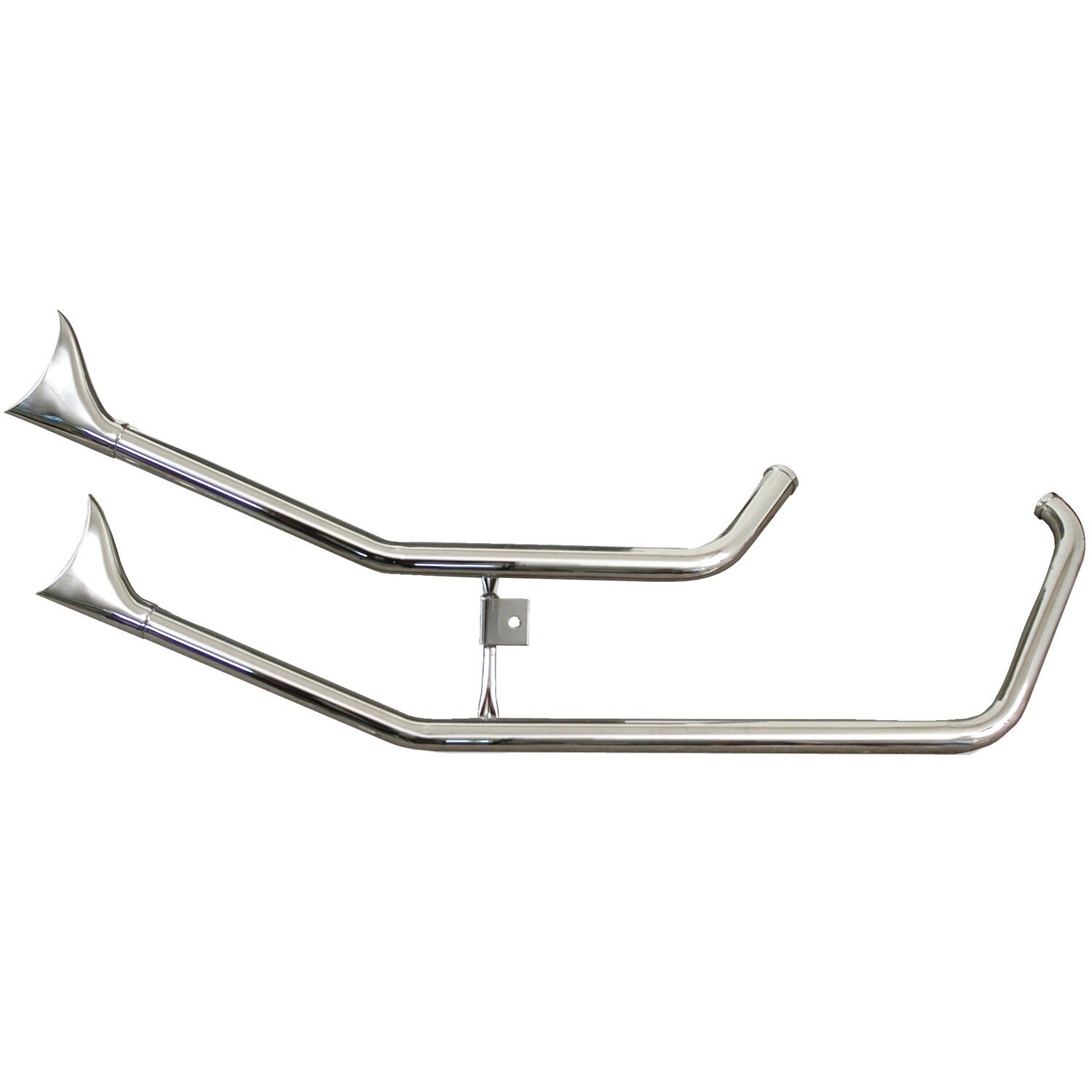 Paughco, Upswept Fishtail exhaust, Unpainted, Chrome