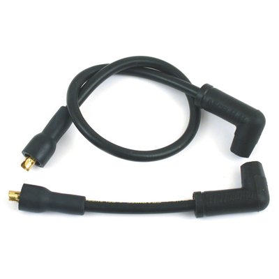 Supression core with a thick 8.8mm silicone jacket to eliminate electrical 'leakage'. With stainless terminals and 100% silicone boots. Ready to install. Custom replacement for OEM 70187-82. 

Note: For use with  electronic ignition systems only, not compatible with points triggered ignition systems.