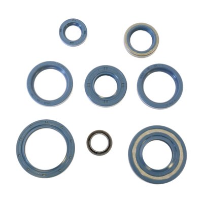 This engine oil seal kit includes all the oil seals in the engine and meets OEM specifications.