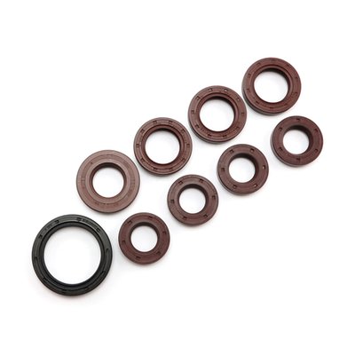 This engine oil seal kit includes all the oil seals in the engine and meets OEM specifications.