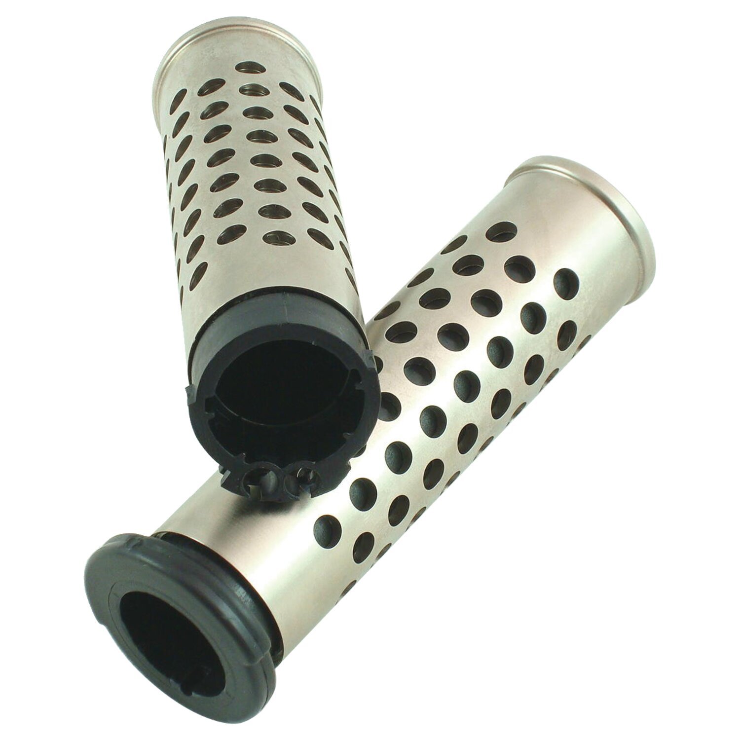 Handlebar grip set, Shooter, Silver, Polished