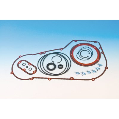 Complete outer & inner primary gasket set including all necesary O-rings and seals.
In foamet (aluminum based foam) with silicone bead gaskets.