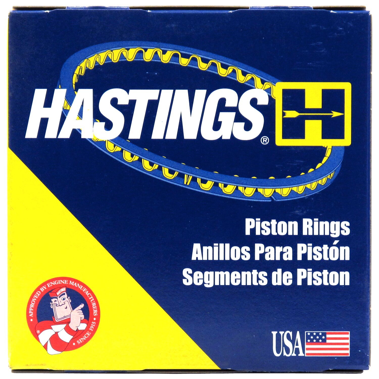 Hastings, 3-7/16" bore chr/moly piston ring set. STD