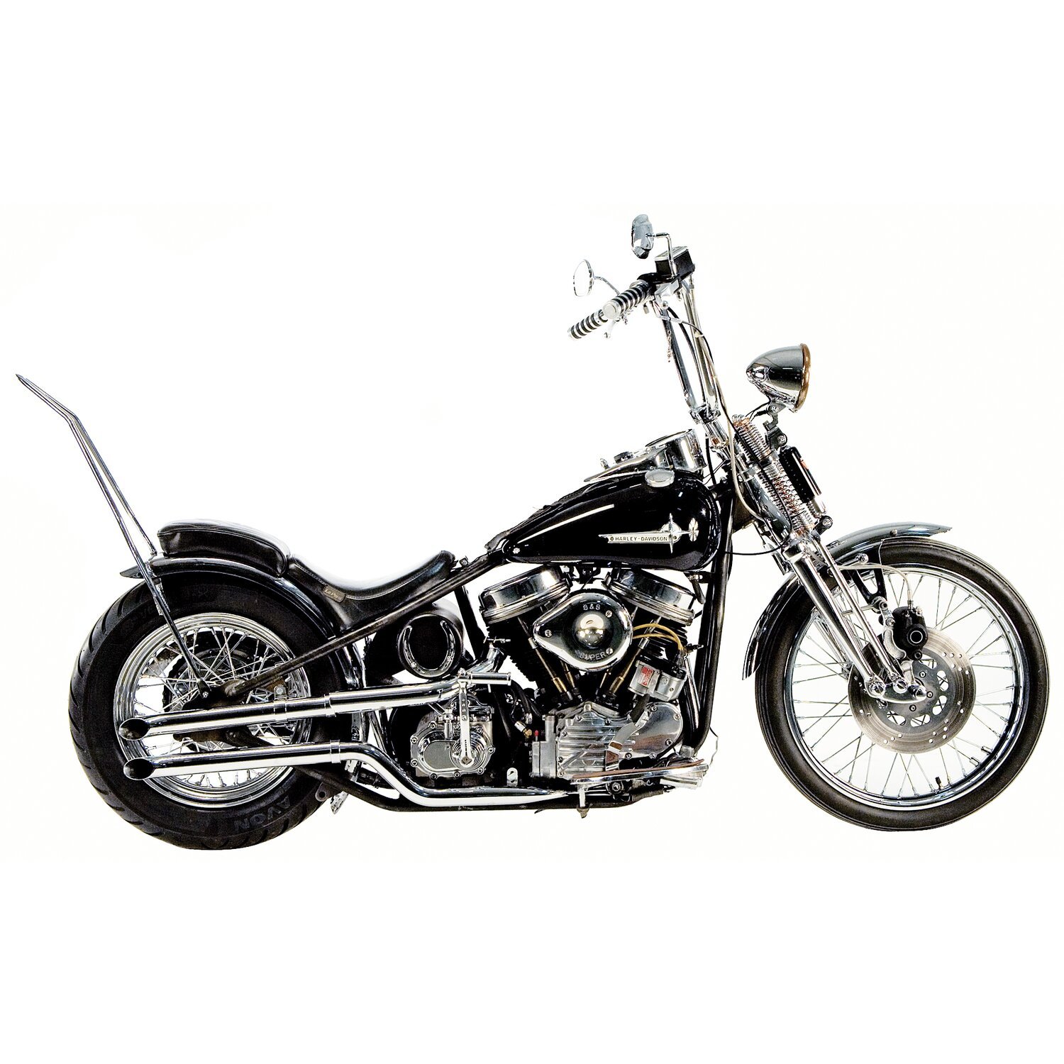 Paughco, Tailpipe extension. 18" Goose cut, Chrome