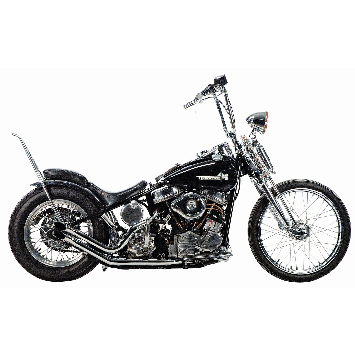 Paughco, Upswept head pipes - Gooseneck. over Transmission, Chrome