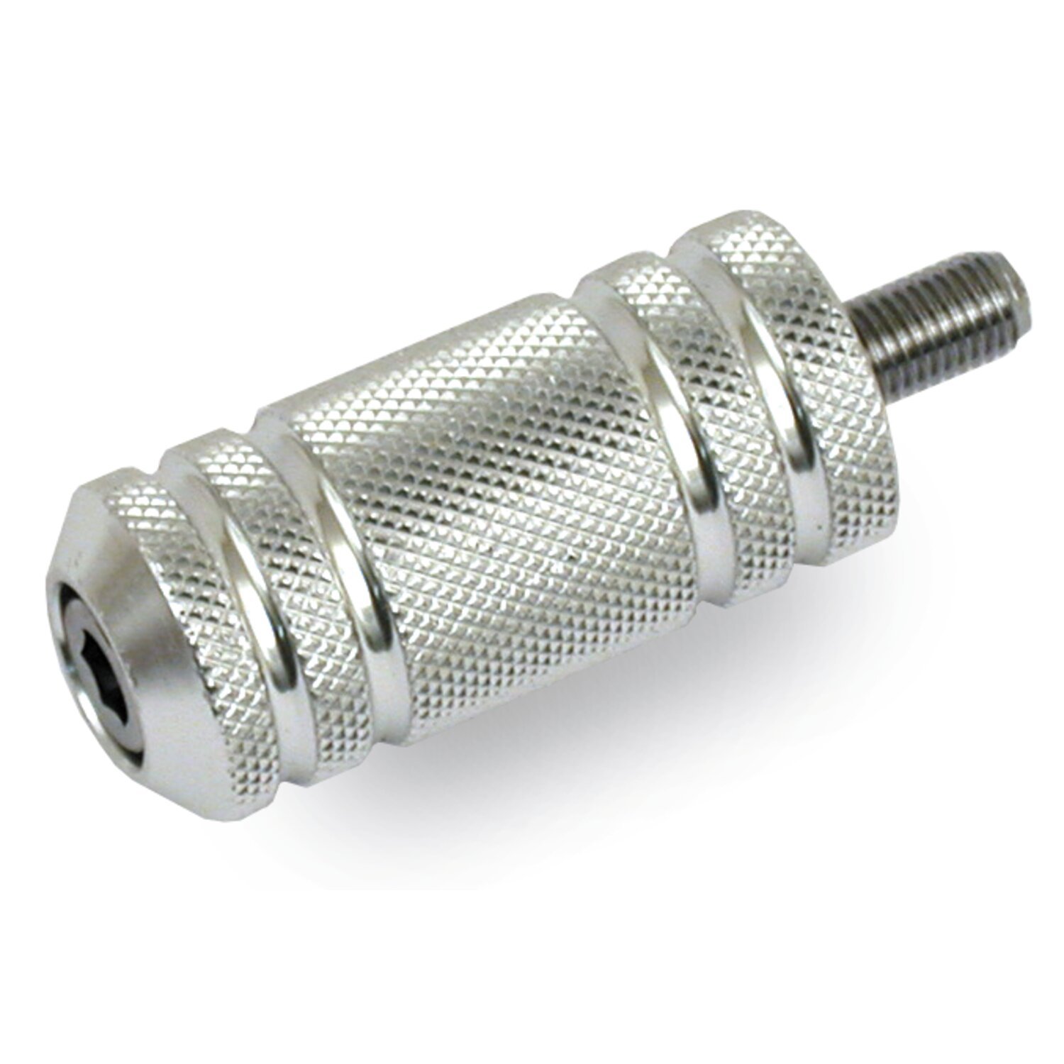 Knurled aluminum shift/brake peg, Silver, Polished