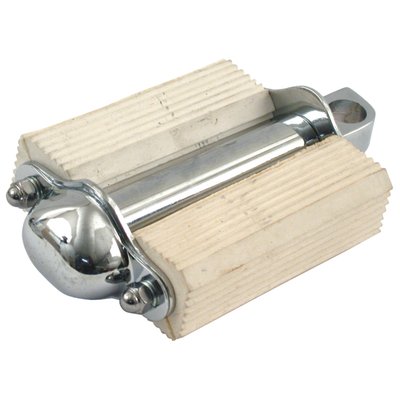 White rubber with a chrome shaft. 
A custom old school style? No, this a true vintage OEM style kickstart pedal, as in use 'way back when'. 
OEM replacement reference 2091-16 and 33175-16.