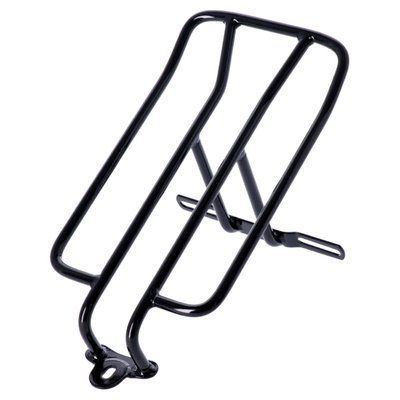 Black. Mounts to mounting holes of license plate bracket and seat. Maximum load 10lbs (4.5 kilo). Approx. dimensions: 10 1/2" long x 6" wide