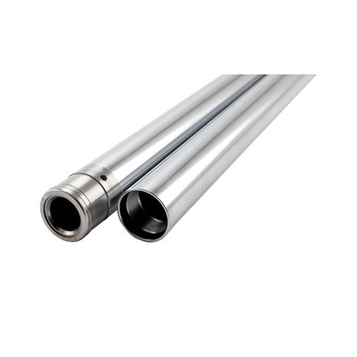 21-3/8" overall length. 
Quality imported fork tube set. 
With a Show Chrome, mirror like polished finish. 
23-3/8" is standard length for 88-03 XL (excl. 92-03 Hugger, see note); 87-94 FXR models (39mm type). Repl. 45381-87 and 45395-97. 
25-3/8" is standard length for 87-94 FXLR, 87-92 FXRT models. Repl. 45393-87. 
Note: These tubes will not fit 92-06 Hugger models unless the fork tube dampers are replaced by the earlier type. The early type damper is available as OEM 45925-88 / MCS 990647.