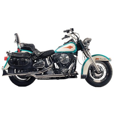 Chrome. 1 3/4" head pipes. Designed to be used with universal mufflers. Heatshield front 902387, rear 903499.