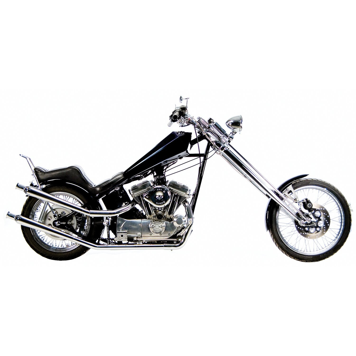 Paughco, Upswept head pipes. S-pipe - around oil tank, Chrome