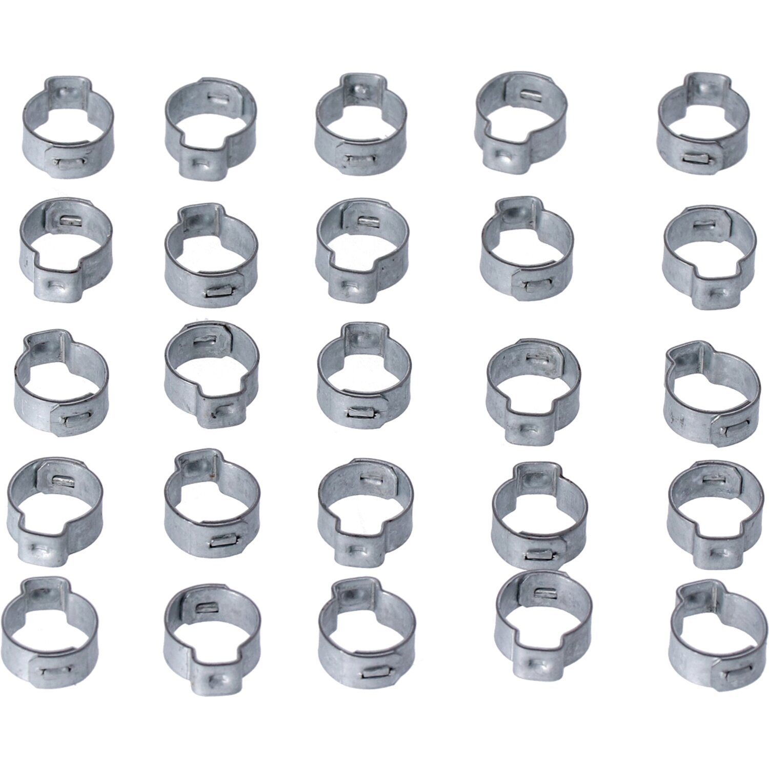 Crimp hose clamp, 17/32" (13.5mm) ID. Zinc
