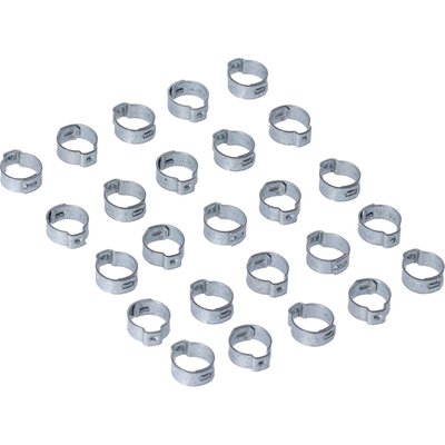 Stock style 'Clamp & Click' type crimp hose clamp. 
OEM replacement reference 10049