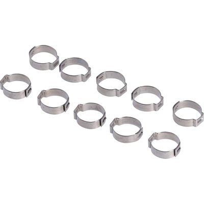 Stock style 'Clamp & Click' type crimp hose clamp. 
OEM replacement reference 10157