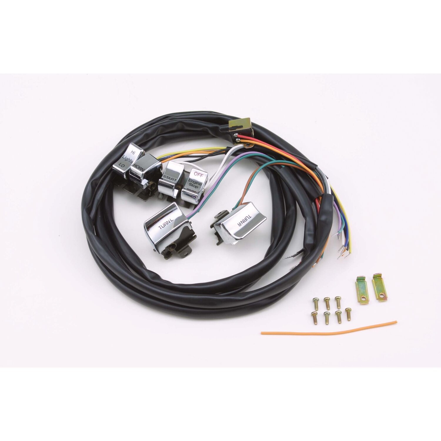 Handlebar wire & switch kit. Chrome switches