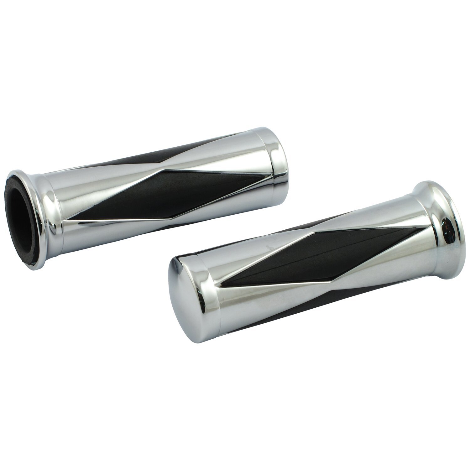 Handlebar grip set, Diamond Black inlay, Chrome