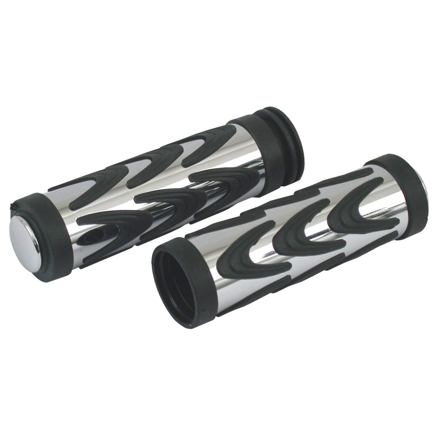 Handlebar grip set, Model Vee, Black, Chrome