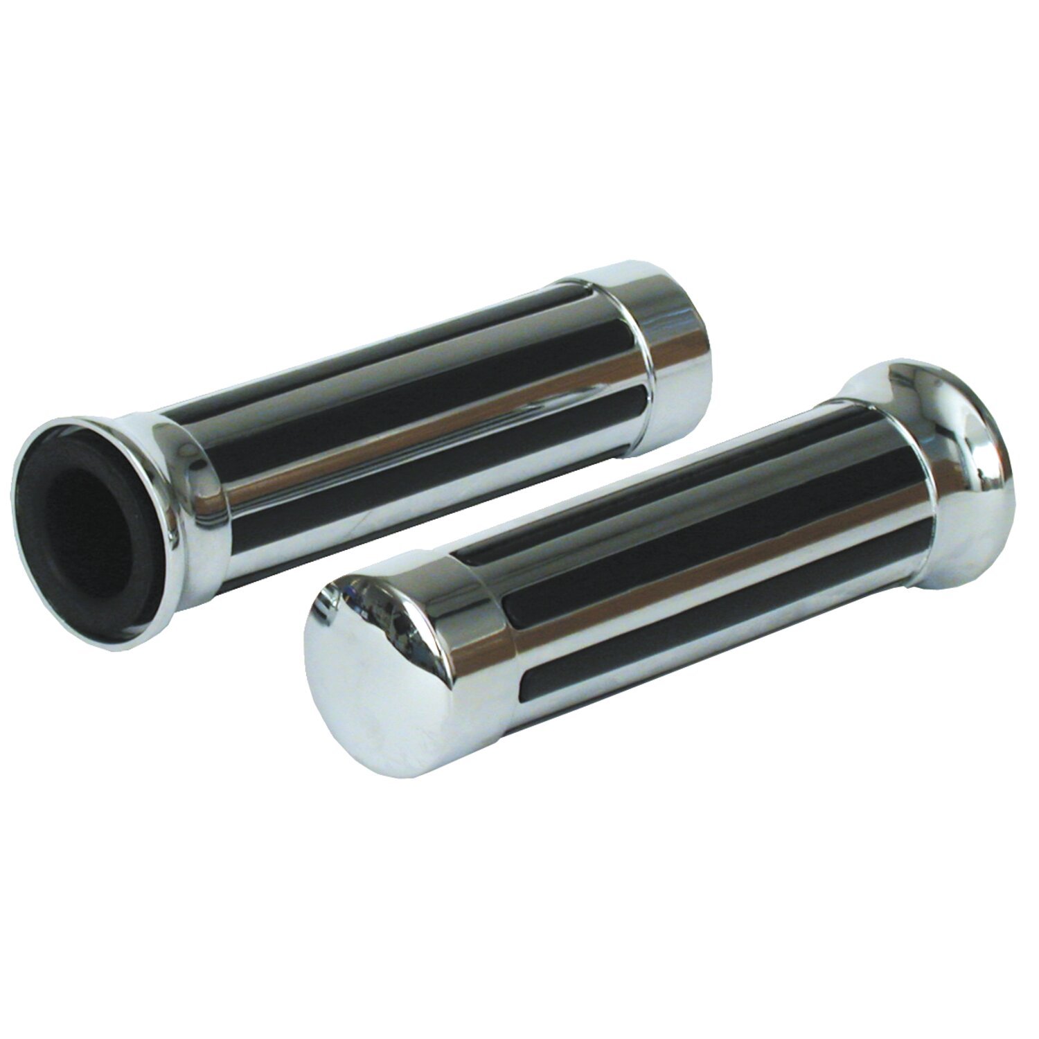 Handlebar grip set, Model Railer, Black, Chrome