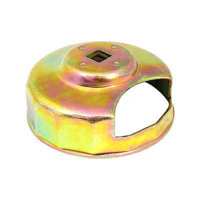 Iridium (yellow zinc) plated; With cut-out to clear crank position sensor on Twin Cam; Installs & removes all regular spin on oil filters with 76mm diameter and 14 flats