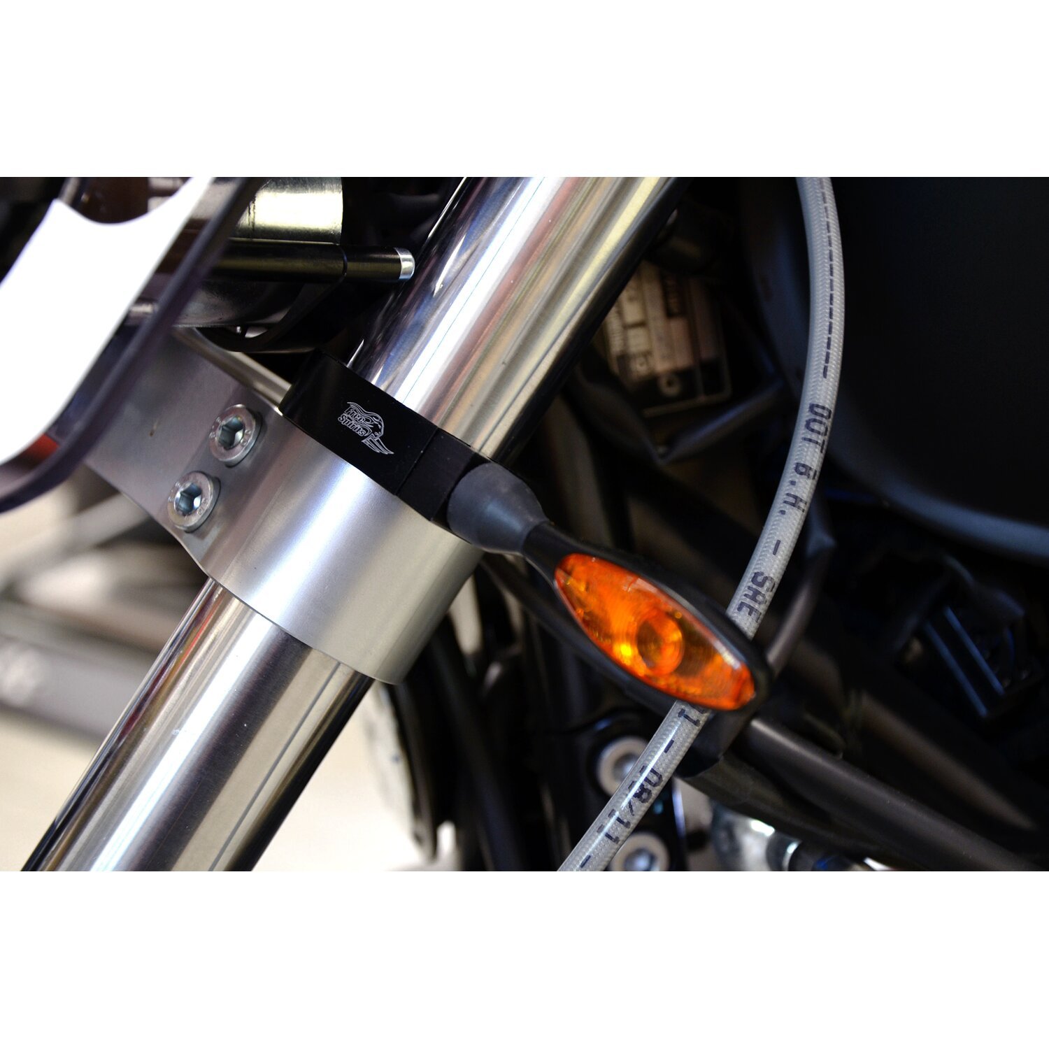Free Spirits, turn signal fork mount kit. 41mm, Black, Matte