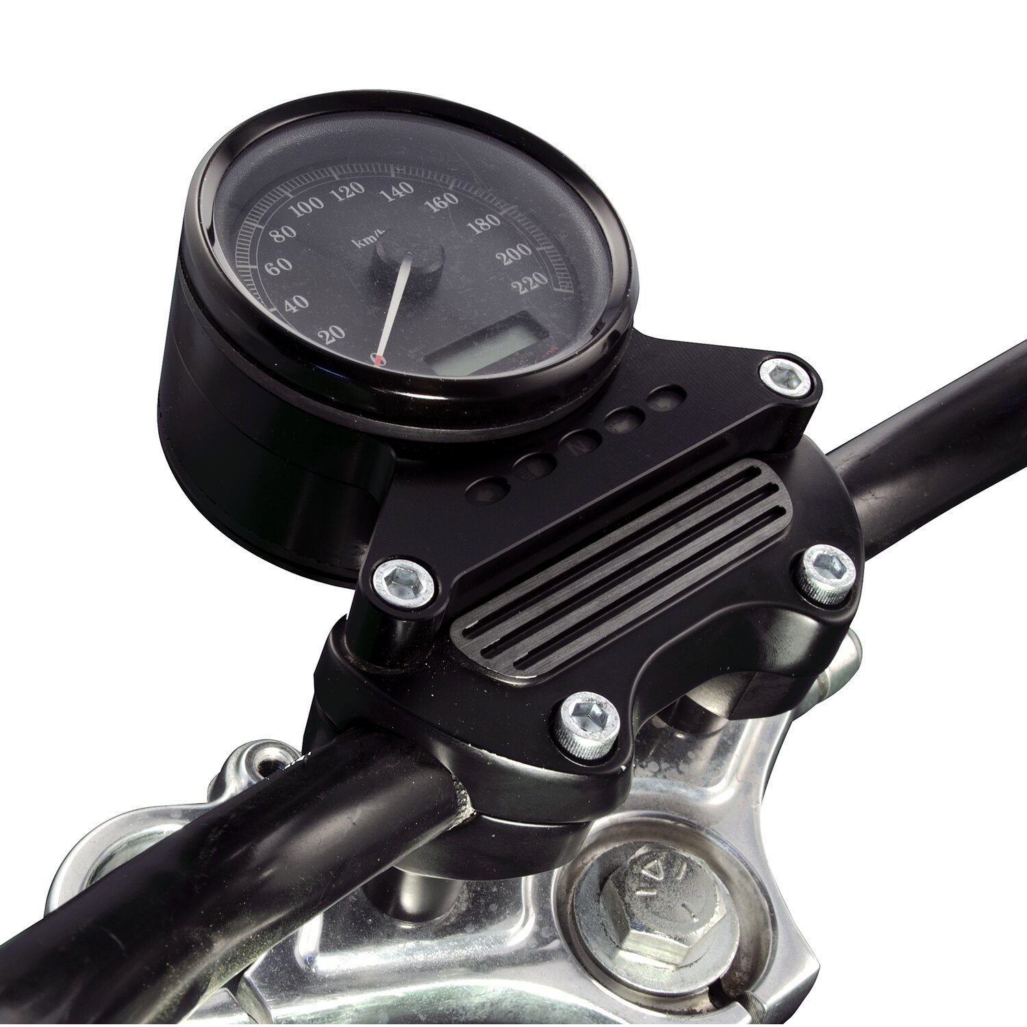 Free Spirits, XL Sportster speedometer mount bracket, Black, Matte