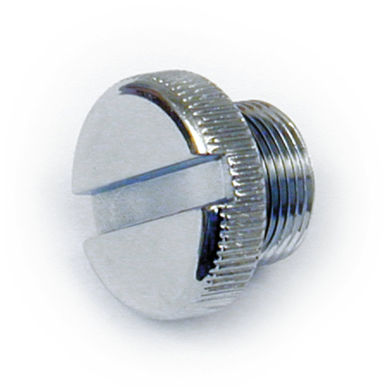 Transmission fill plug. OEM round slotted, Chrome