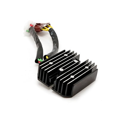 Rick's Motorsport Electrics offers this Lithium Ion battery compatible rectifier-regulator that is designed with a lower voltage set point to work with lithium ion batteries. This is an upgraded design that eliminates the use of the OE black wire and it is designed for use with Aprilia OEM # AP8124831. The 02-03 RSV1000 Mille applications have a different brown connector so customers will need to hard wire for those models.