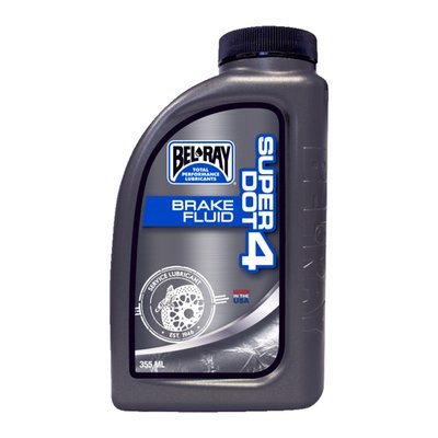 355cc can. Bel-Ray Super DOT 4 exceeds quality demands for DOT 3 & 4 brake fluids, and those of SAE J1703, FMVSS 116. Super DOT 4 can be mixed with DOT 3 fluids. 
Note: Do not mix with DOT 5 brake fluids.