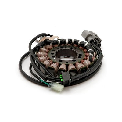 Aftermarket Triumph stator that is a direct replacement for Triumph stators used in stator Assembly OE # T1300057 & T1303139. It will NOT fit bikes with VIN 560476 and below. Designed to the OEM specifications. The grommet, pick-up coil, & connector are included.
