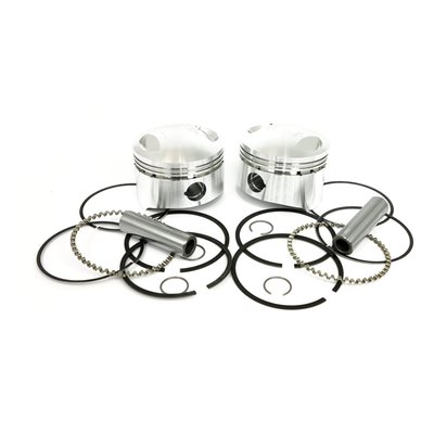 Forged low compression Wiseco piston kit.  7:1 compression ration (stock is around 8:1) for improved reliability. Includes wrist pins, circlips and Hastings rings. 

Note: These Wiseco pistons will fit stock style Hastings rings with 1.2mm (0.047") top & middle ringlands and a 4.75mm oil ring.