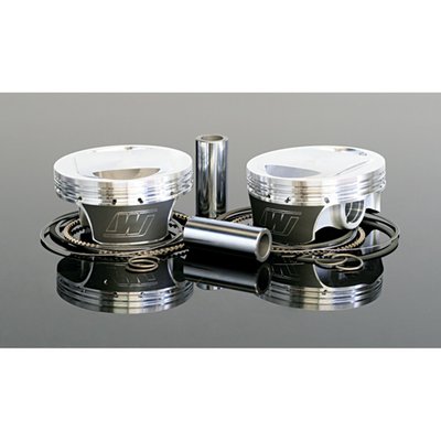 96-103" big bore conversion kit. 9:1 compression ratio. Converts the stock 96" Twin Cam to 103" with stock heads. Stock cylinders must be bored from 3-3/4" (3.750") to 3-7/8" (3.875") to accept the 103" big bore pistons. Comes with reversed dome forged pistons, Hasting rings, circlips and wrist pins.