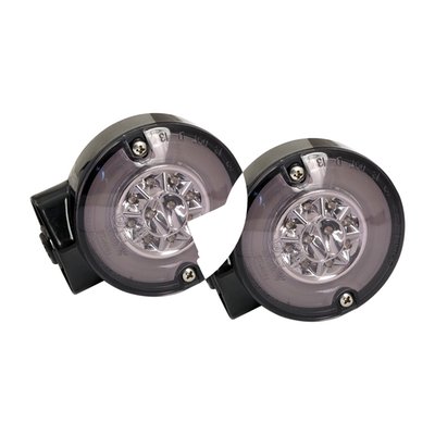 - Die-cast aluminum housing 
- Dual function taillight & turn signal light 
- Red light emitting LEDs for taillight & brake light 
- Amber light emitting LEDs for turn signals 
- Smoke lens 
- ECE approved lens 
- Head diameter approx. 85mm 