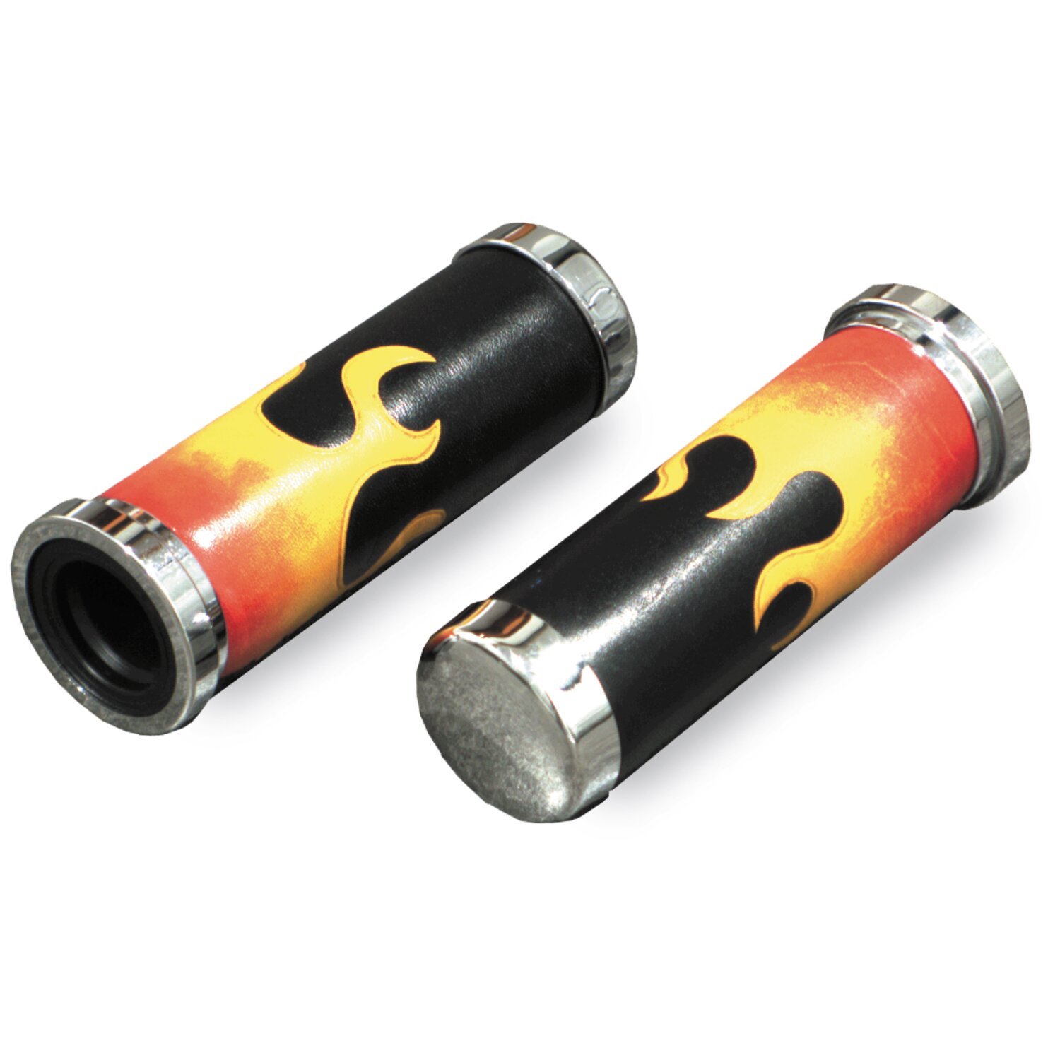 Handlebar grip set, Flamed leather cushion, Black