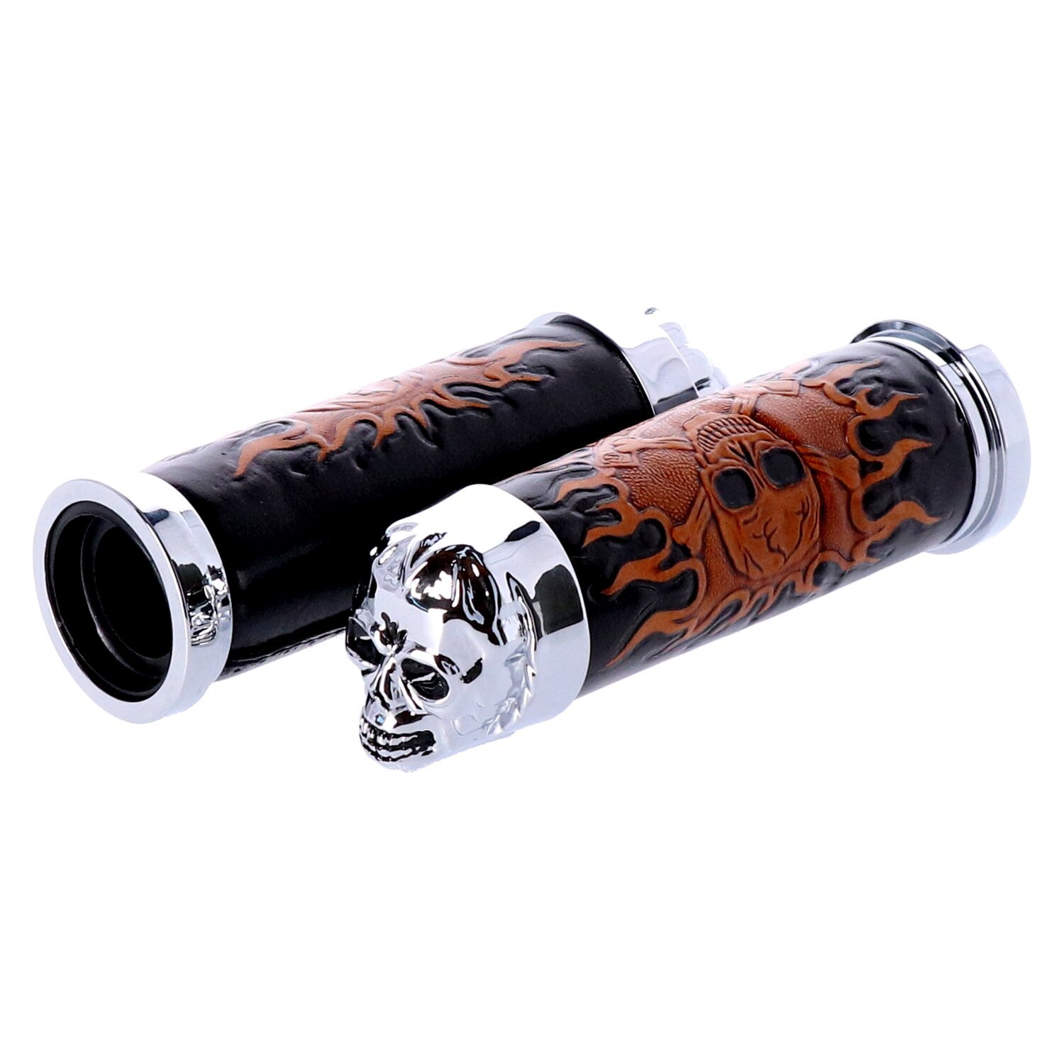 Handlebar grip set, Cushion Skull leather, Black
