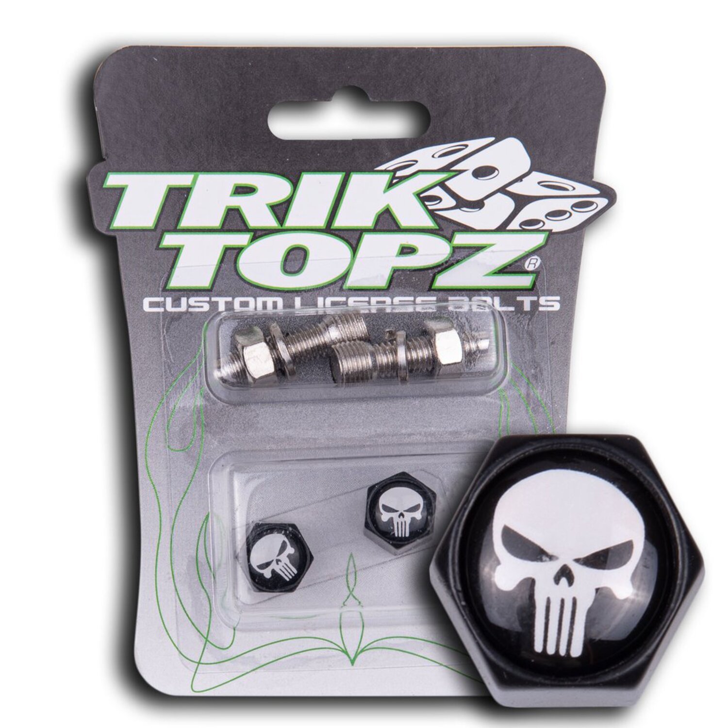 Trik Topz, Block Skull license plate mounts, Black