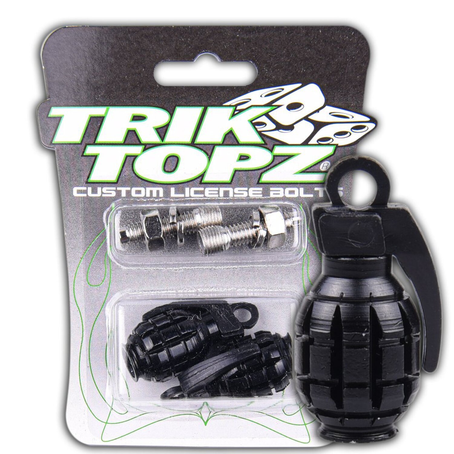 Trik Topz, Hand Grenade license plate mounts, Black