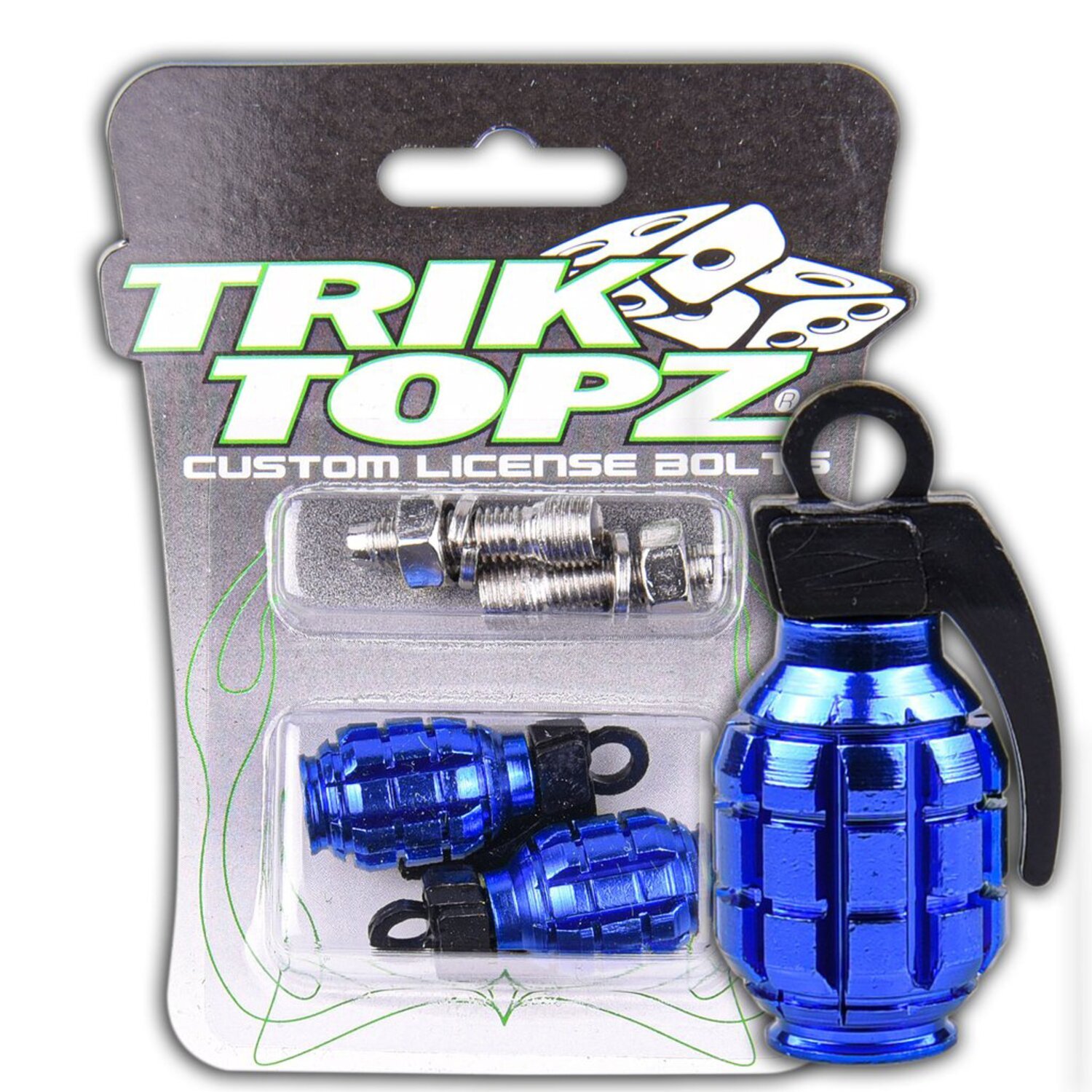 Trik Topz, Hand Grenade license plate mounts, Blue