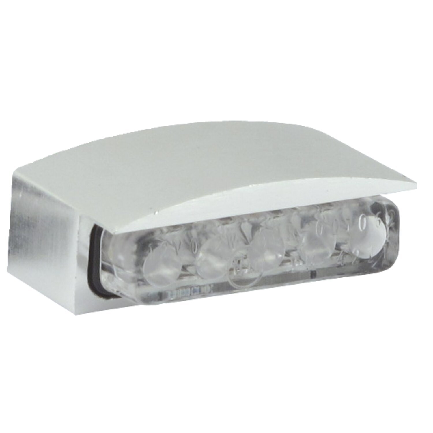 Mini LED license plate light, silver housing, Brushed