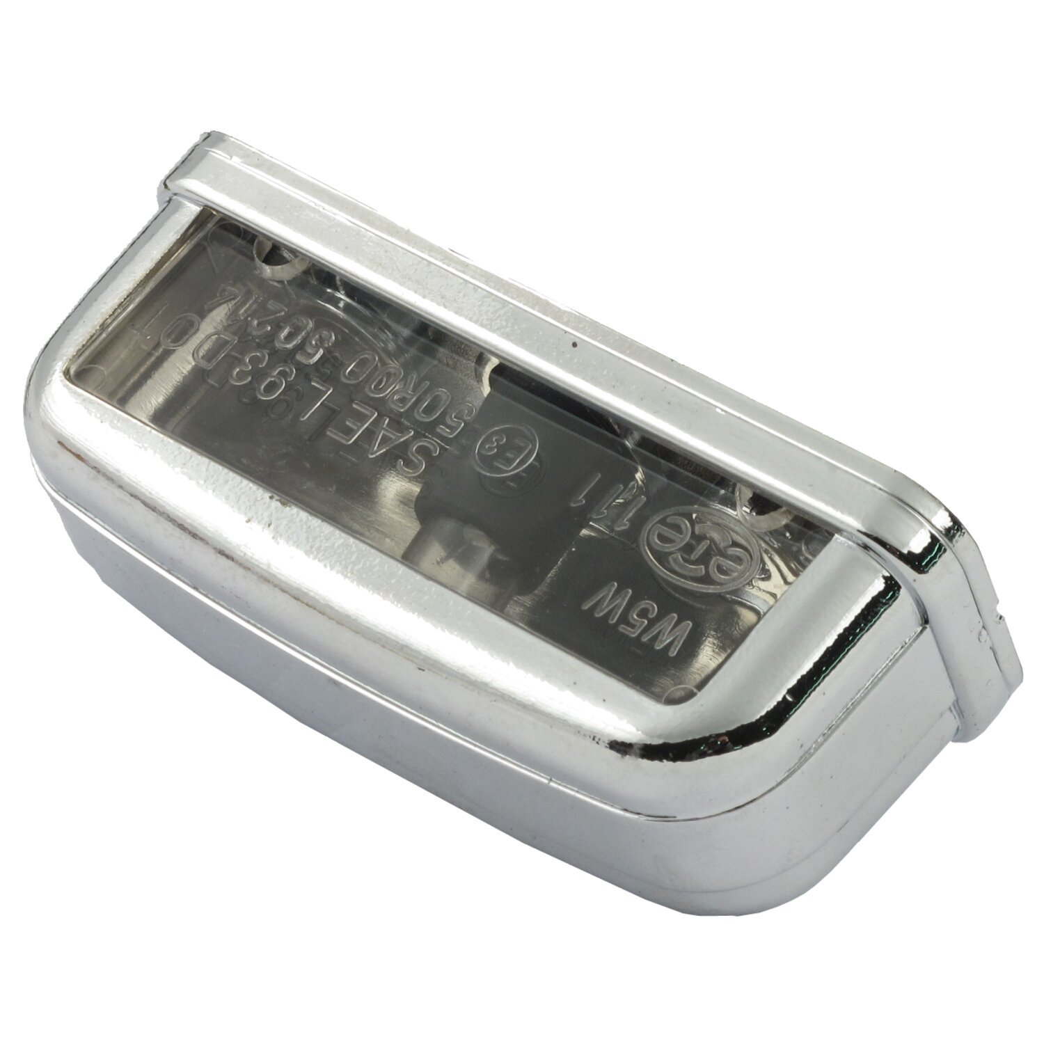 License plate light stockk, chrome. ECE appr