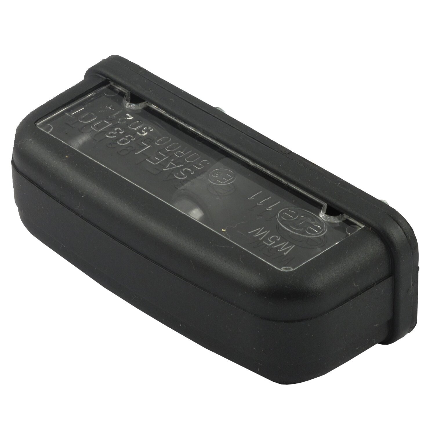 License plate light stockk, black. ECE appr, storm grey black tracker