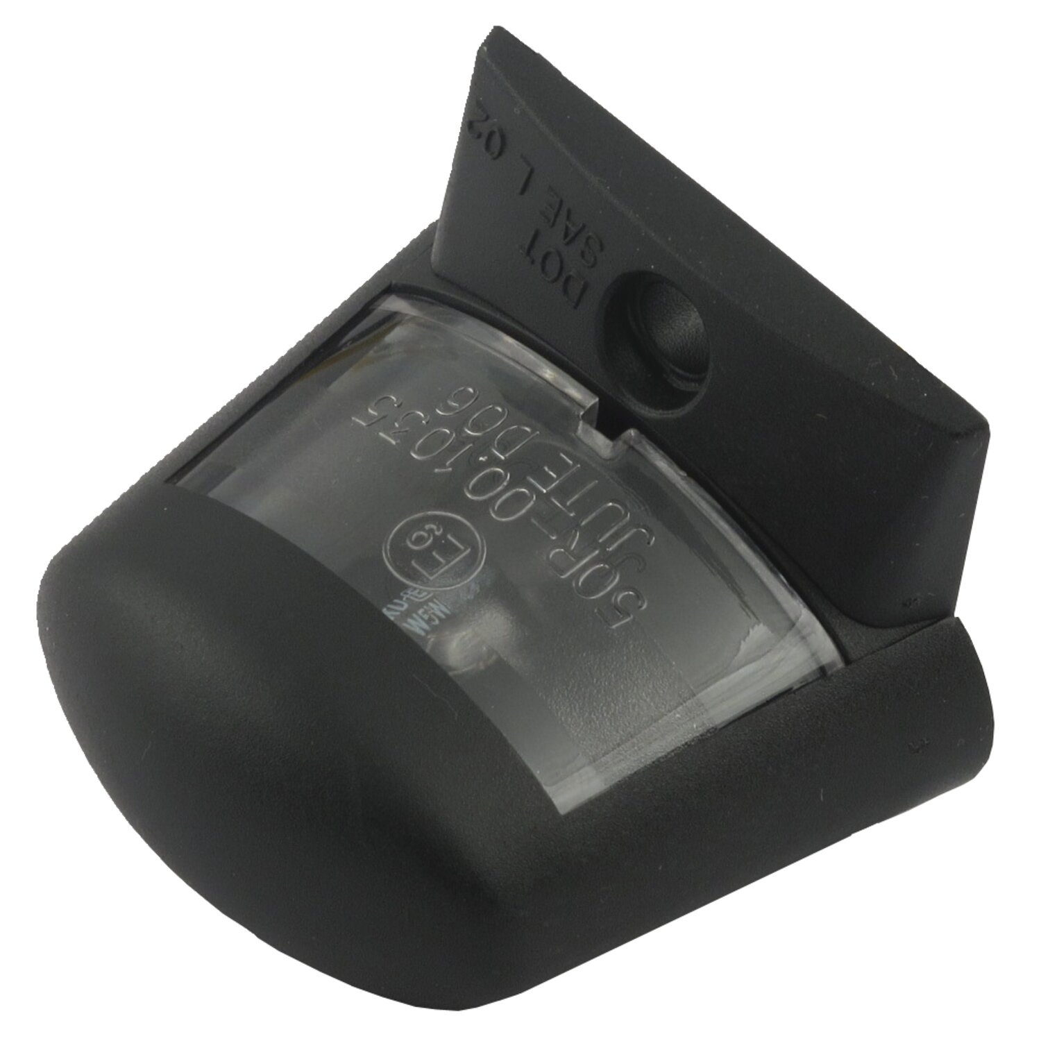 License plate light oval, black. ECE appr, storm grey black tracker