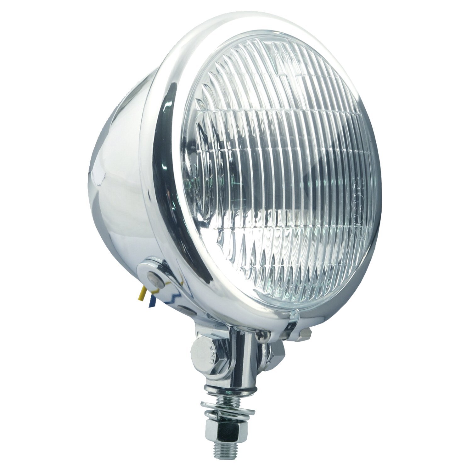 4-1/2" H3 Bates style fog lamp. Chrome. Ribbed lens, White