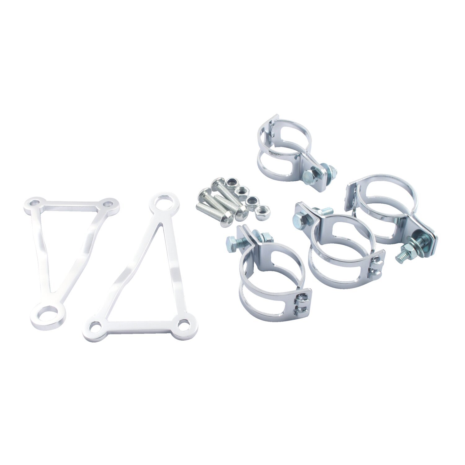 B-triangle, side mount headlamp bracket assembly. 43-46mm, Polished