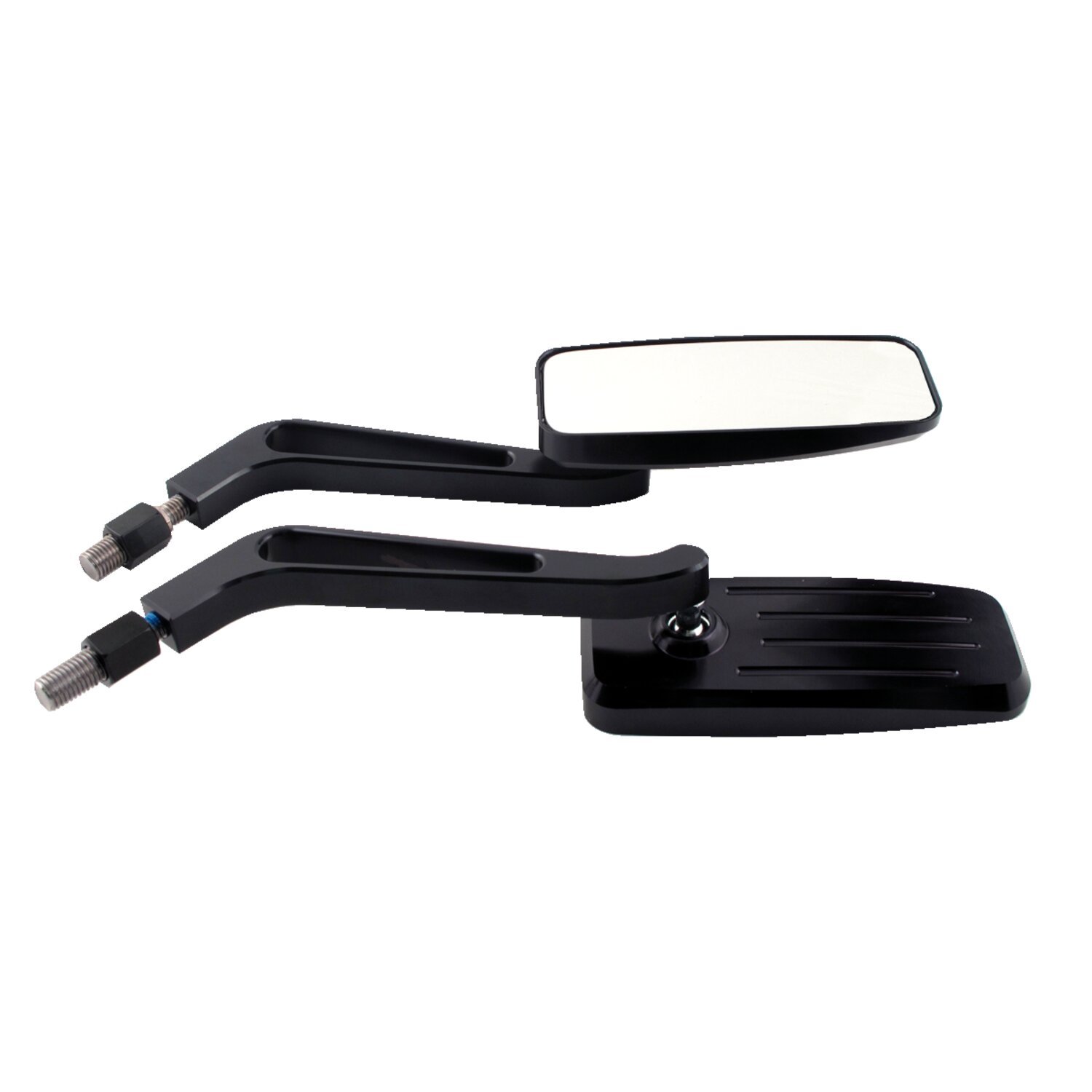 Black action mirror set. Blue tinted glass, Polished