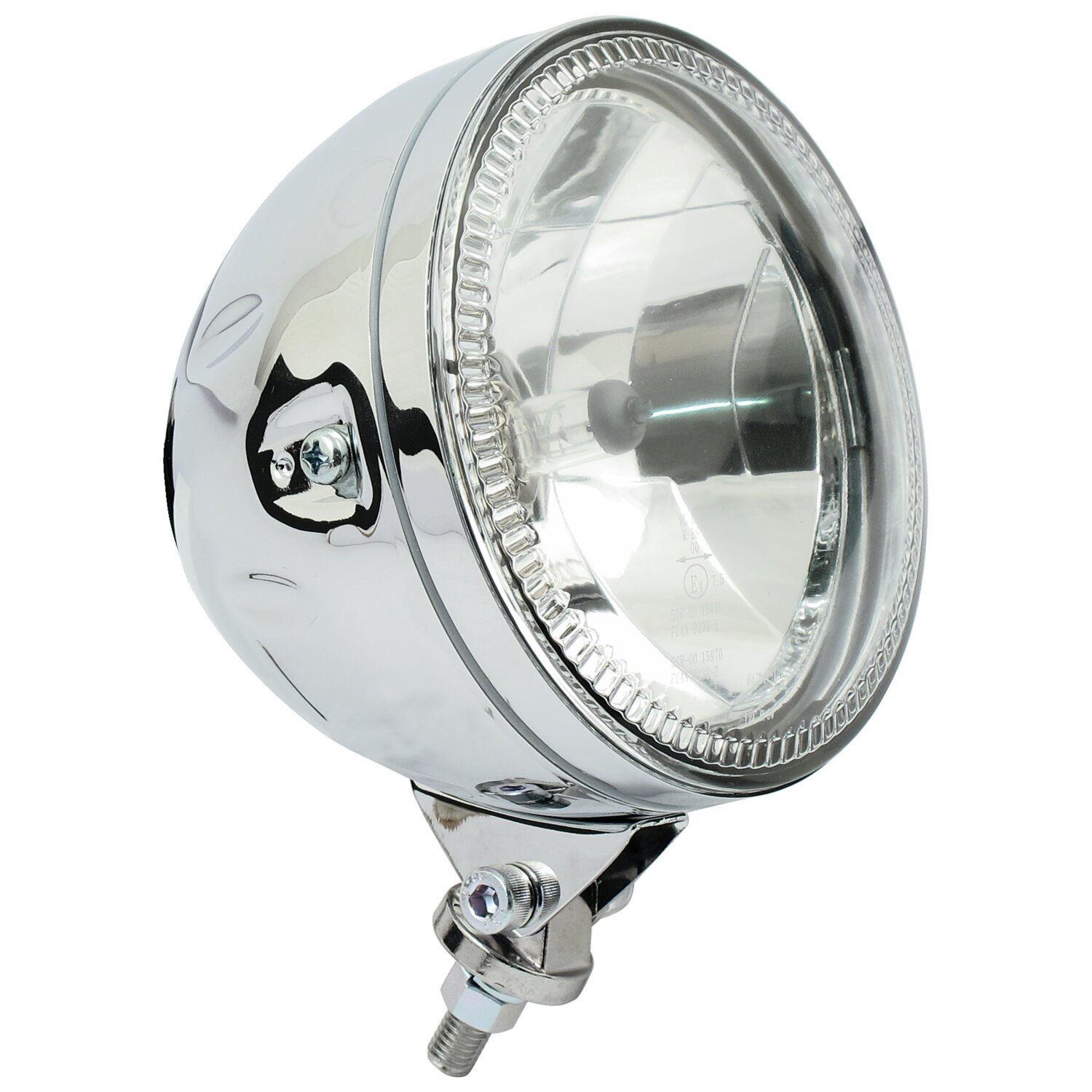 Skyline, 5-3/4" H4 headlamp. bottom mount, Chrome