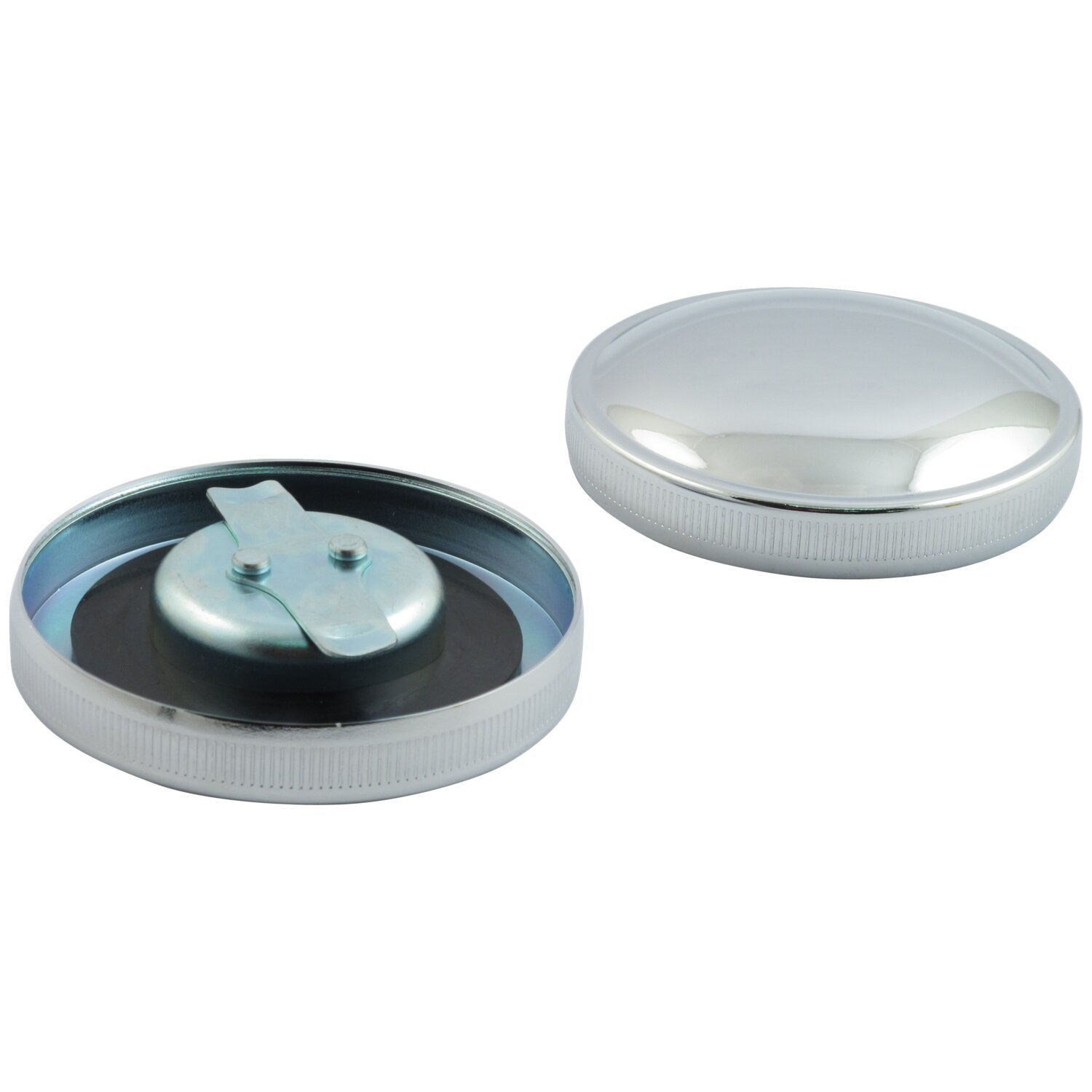 Gas cap set, late style, White, Chrome