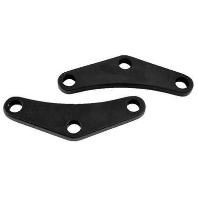 - Comes in sets of two black heat treated T6 aluminum mounting brackets 
- Can be used with a variety of turn signals 
- Brackets install low on the frame, close to the lower front of the engine, for that custom look 
- Center to center mounting holes 86mm, overall length 105mm 
- Overall length 72mm 
- Diameter mounting holes 12.5mm and 9.75mm 
Note: Turn signals are not included. 
Note: See 914034 for rear brackets.